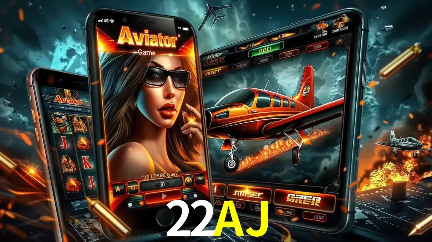 O popular jogo de apostas Aviator exibido em vários celulares e tablets, mostrando a interface emocionante e a ação de voo disponíveis para jogar agora no 22AJ.