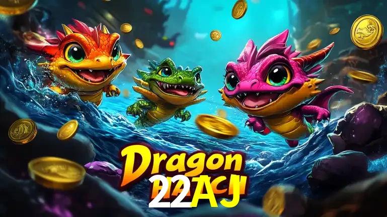 Arte promocional do jogo Dragon Hatch com três adoráveis dragões bebês nadando entre moedas de ouro, um dos slots mais divertidos para jogar no cassino 22AJ.