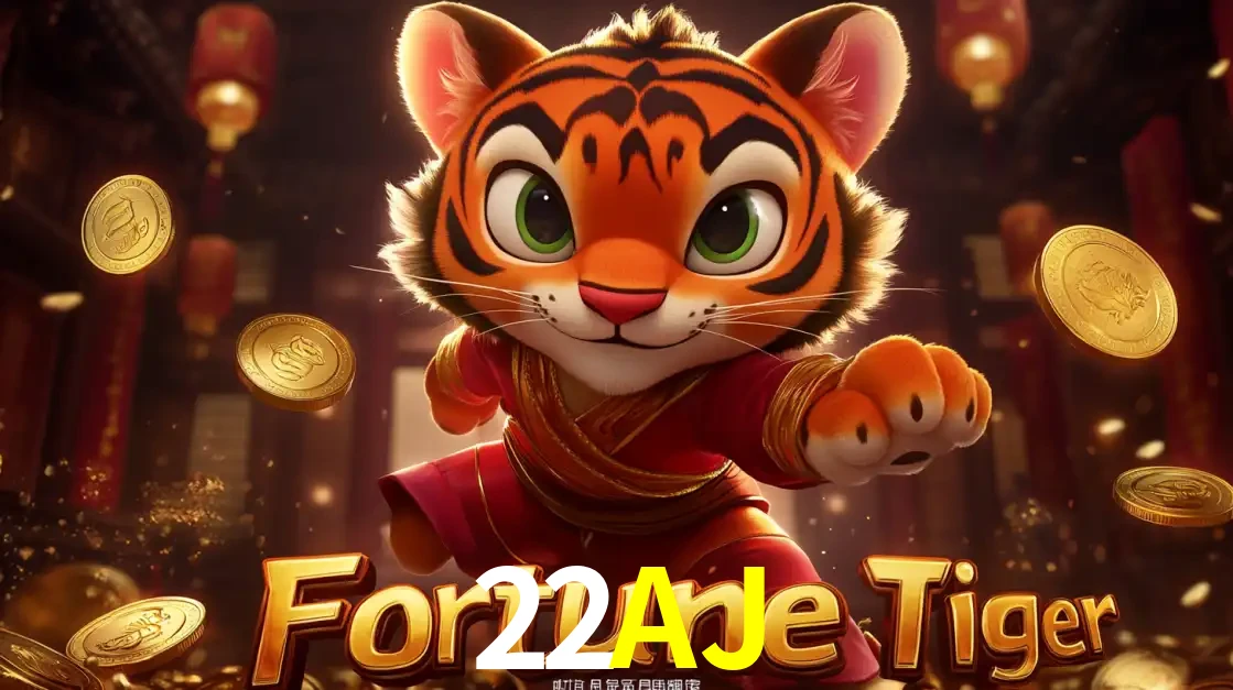 O carismático mascote do jogo de slot Fortune Tiger, um tigre fofo em pose de artes marciais, pronto para trazer sorte e multiplicadores de ganhos no cassino online 22AJ.